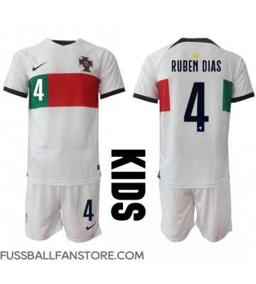 Portugal Ruben Dias #4 Replik Auswärtstrikot Kinder WM 2022 Kurzarm (+ Kurze Hosen)